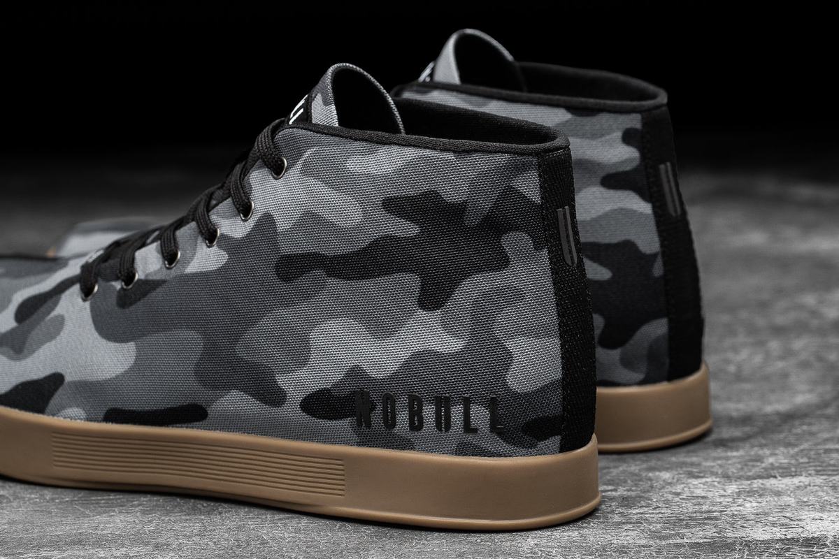 Nobull Canvas Mid Men's Trainers Black Camo | Australia (QH7390)